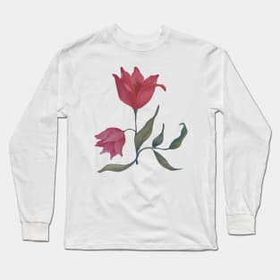 Red and pink watercolor flower Long Sleeve T-Shirt